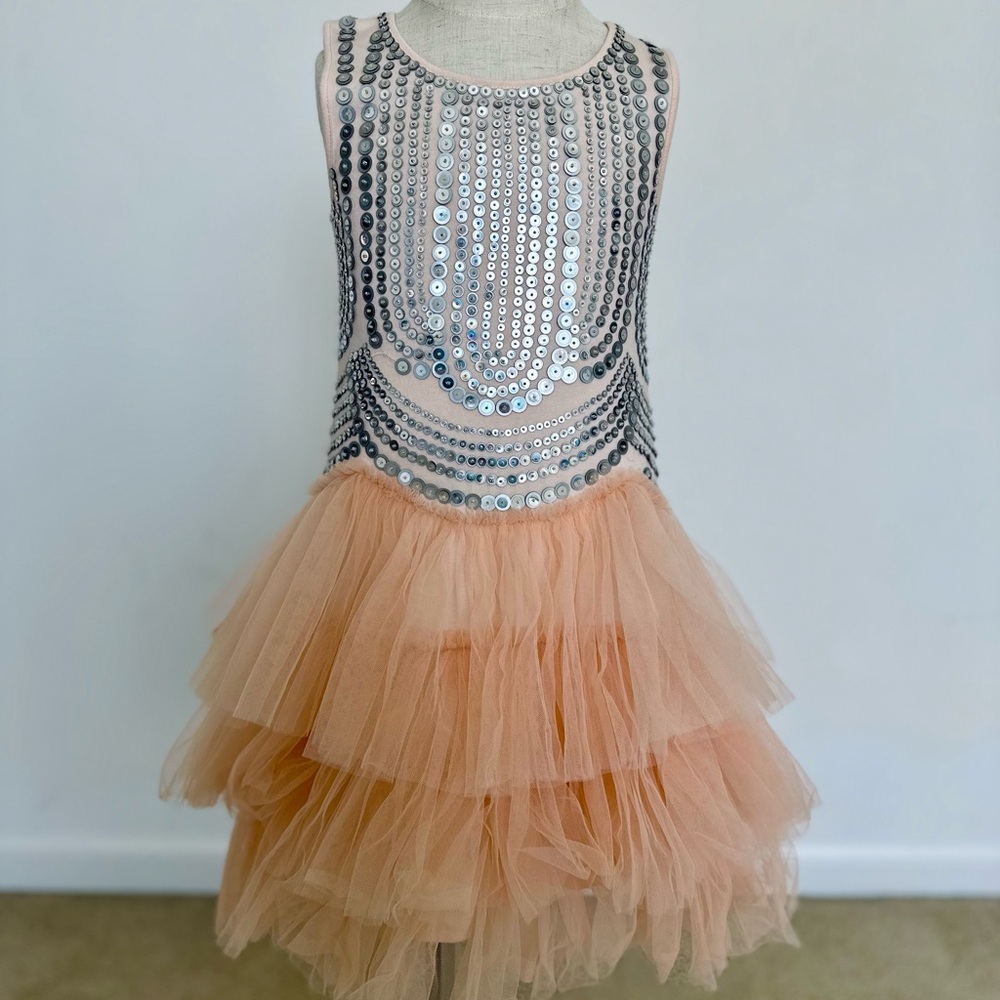 Tutu du Monde Blush Peach Tulle sequin girls dress